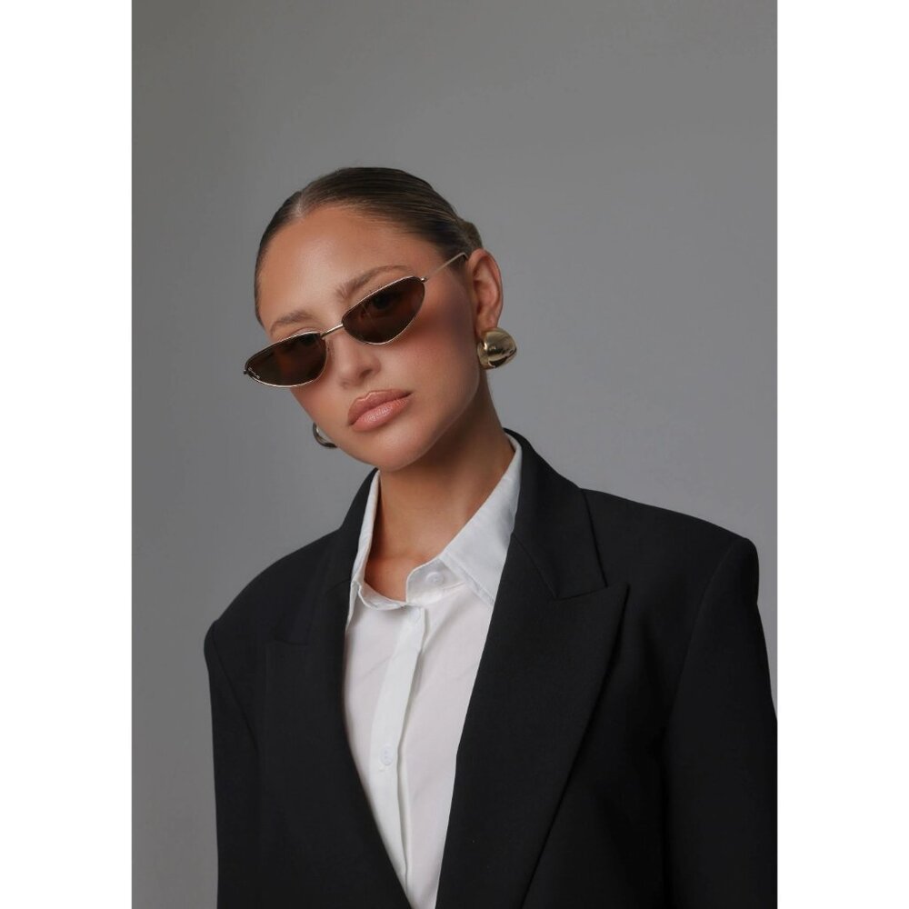 Otra Aster Sunglasses in Gold & Brown Mirror One Size New Womens Sunnies